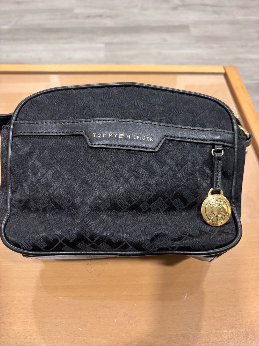 Tommy Hilfiger Black Toiletry Bag with Gold Medallion